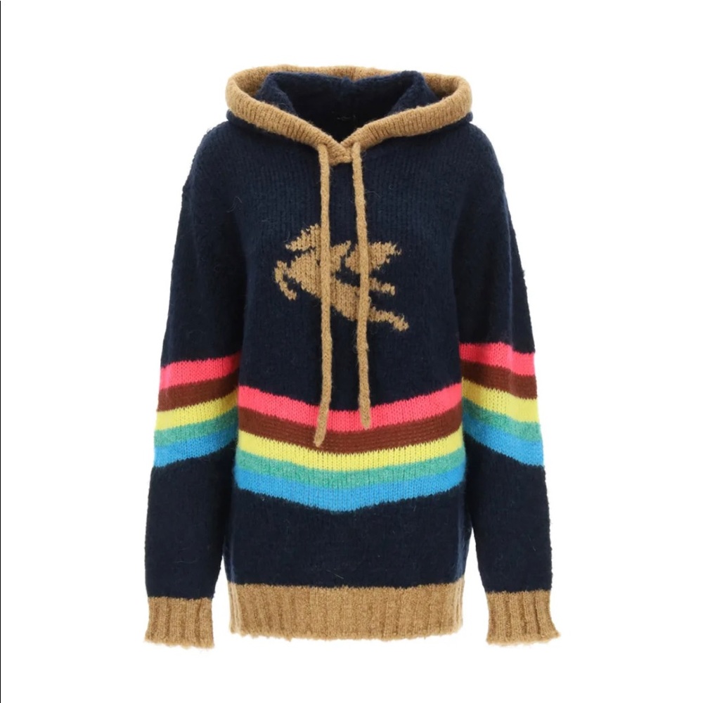 Etro Pegaso Intarsia Logo Hoodie Sweater Sweatshirt Size 50 IT